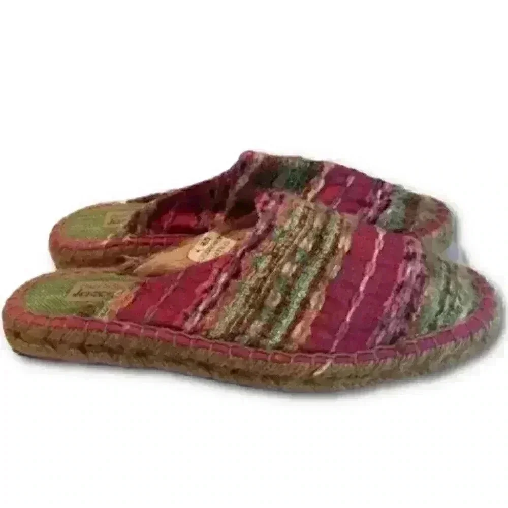 Jacques Levine Flats Sz 7 Multicolored Woven Mules